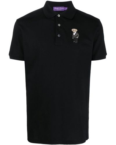 Ralph Lauren Purple Label Polo Bear Cotton Polo Shirt - Black