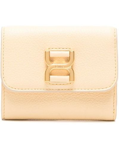 Chloé Tri-fold Leather Wallet - Natural