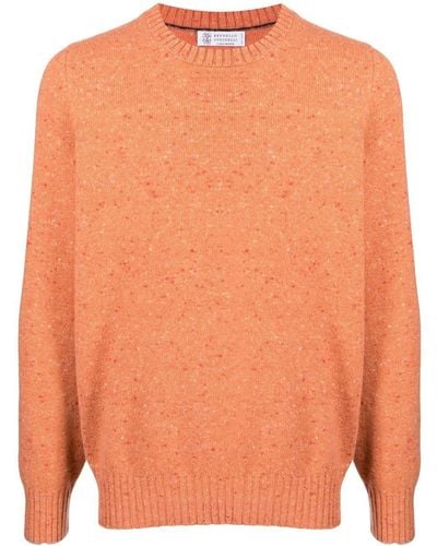 Brunello Cucinelli Marl Knit Crew-neck Sweater - Orange