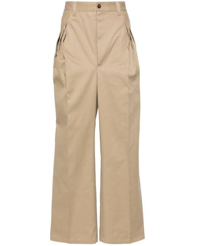 Maison Margiela Four-stitch Pintuck Straight Trousers - Natural