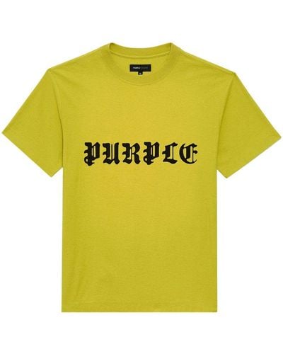 Purple Brand Gothic Wordmark Cotton T-shirt - Yellow