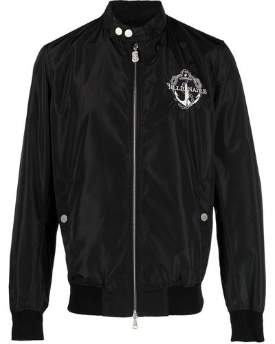 Billionaire Veste bomber en cuir à patch logo - Noir