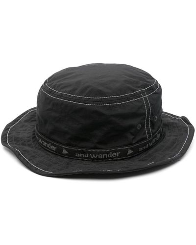 and wander Sombrero de pescador con franja del logo - Negro