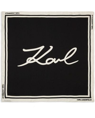 Karl Lagerfeld K/signature シルクスカーフ - ブラック