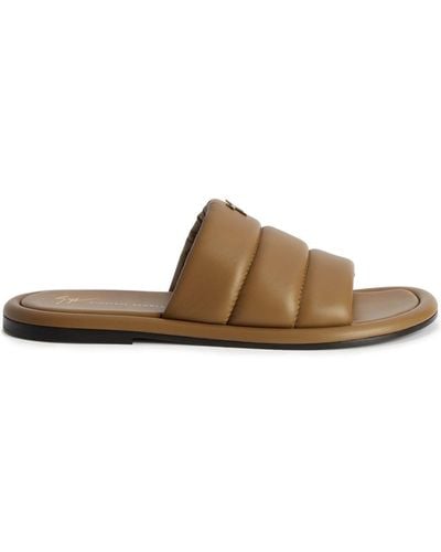 Giuseppe Zanotti Harmande Quilted Leather Slides - Brown