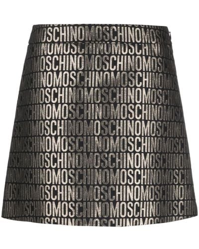 Moschino Logo-jacquard Metallic High-waist Skirt - Black