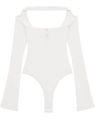 Courreges Cut-out Ribbed Bodysuit - White