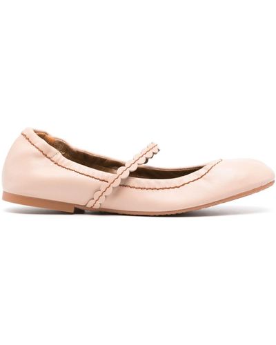 See By Chloé Leather Ballerina Shoes - Pink