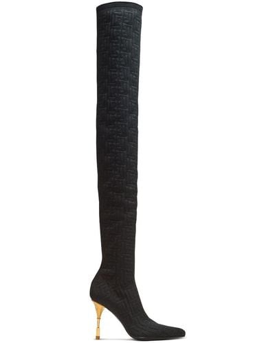 Balmain Moneta Thigh-high Boots 95 - Black