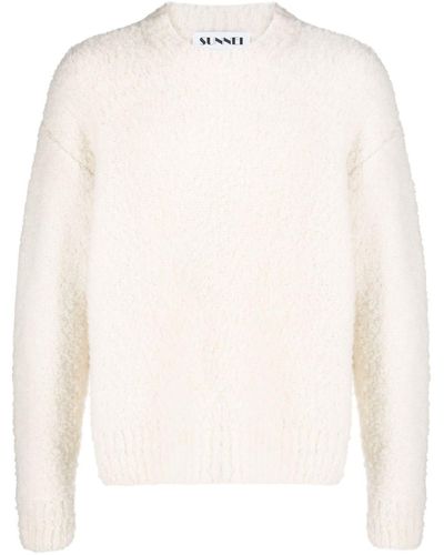 Sunnei Crew-neck Chunky-knit Sweater - White