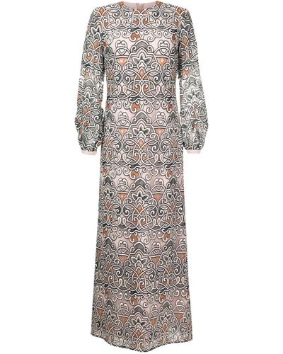 Olympiah Arabesco Embroidered Maxi Dress - Grey