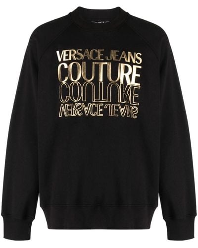Versace Katoenen Sweater Met Logoprint - Zwart