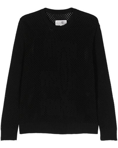 MM6 by Maison Martin Margiela Numbers Motif-jacquard Cotton Sweater - Black