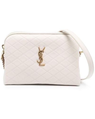Saint Laurent Gaby Quilted-leather Crossbody Bag - Natural