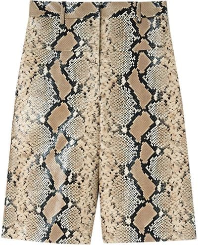 Jil Sander Python-effect Leather Bermuda Shorts - Brown