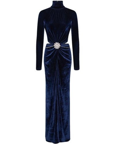 Rabanne Embellished Velvet Maxi Dress - Blue