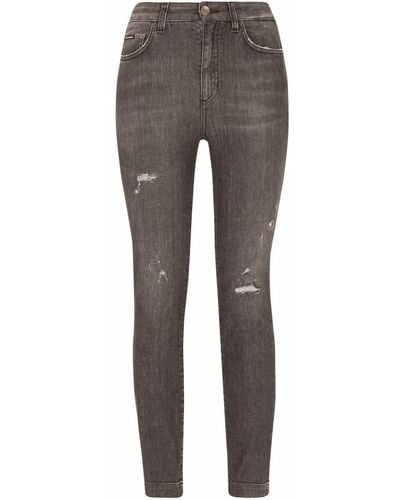 Dolce & Gabbana Audrey Skinny-Jeans im Distressed-Look - Grau