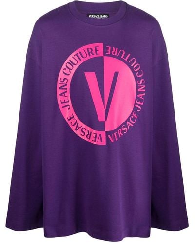 Versace Logo-print Cotton Sweatshirt - Purple
