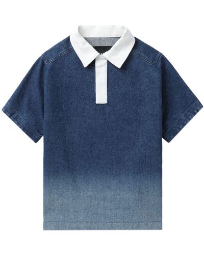 BOTTER Gradient-effect Denim Polo Shirt - Blue