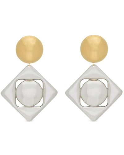 Saint Laurent Geometric Metal Earrings - White