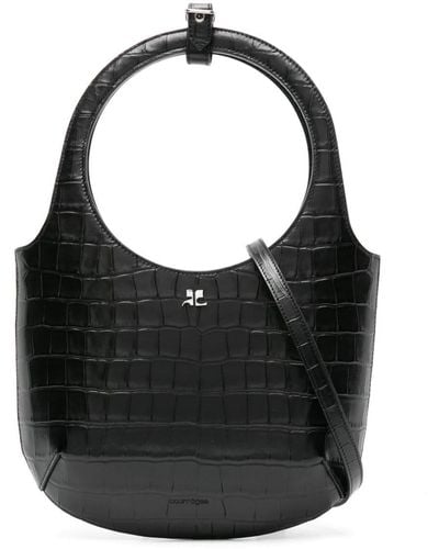 Courreges Borsa tote in pelle Holy - Nero