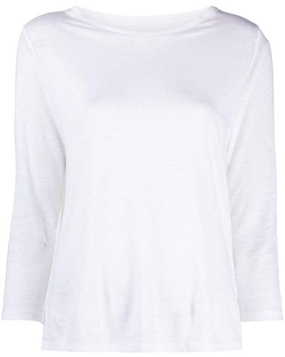 Majestic Filatures Wide-neck Three-quarter Sleeves T-shirt - White