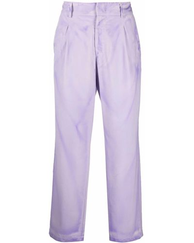 MSGM Faded-finish Straight Leg Trousers - Purple