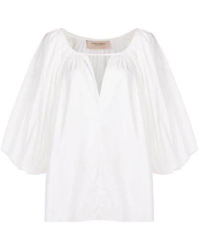 Adriana Degreas Blouse Met Pofmouwen - Wit