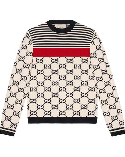 Gucci Gg Intarsia Cotton Sweater - White
