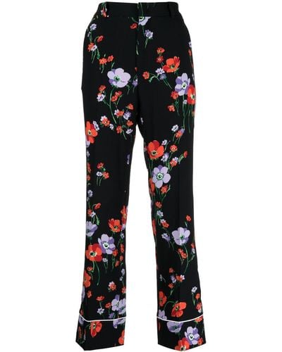 N°21 Floral-print Straight-leg Pants - Black
