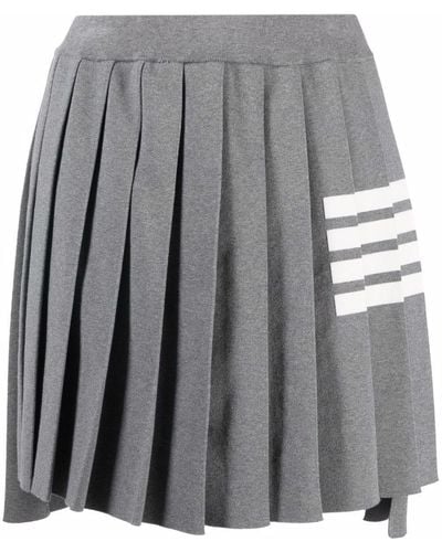 Thom Browne 4-bar Pleated Mini Skirt - Gray