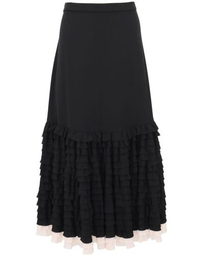 Alexis Dozza Ruffled Midi Skirt - Black