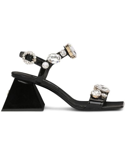 Dolce & Gabbana Crystal-embellished Open-toe Sandals - White