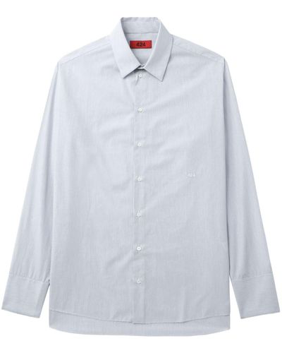 424 Classic Collar Striped Cotton Shirt - White