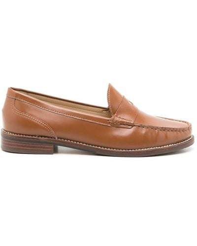 Sarah Chofakian Brighton Mocassin Leather Slippers - Brown