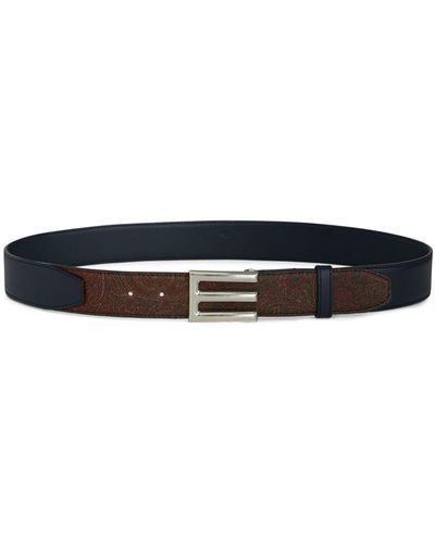 Etro Logo-buckle Paisley-print Belt - Black