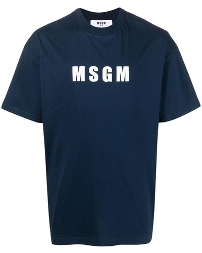 MSGM Camiseta con logo estampado - Azul