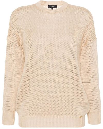 Fay Open-knit Cotton Jumper - Natural