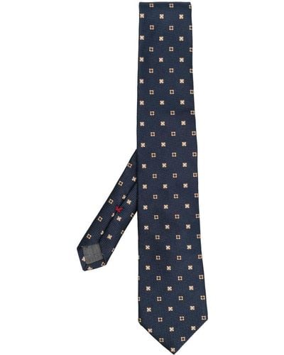 Brunello Cucinelli Cravate à broderies - Bleu