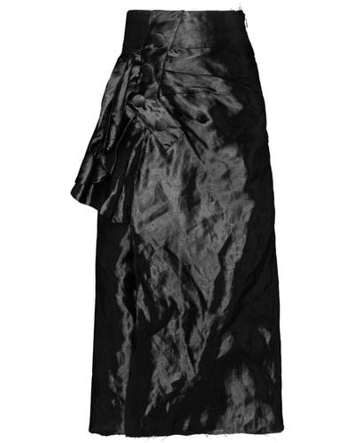 Maison Margiela Draped Lurex Midi Skirt - Black