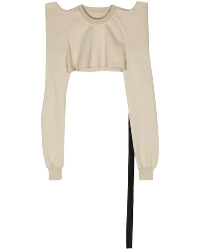 Rick Owens Structured-shoulders Cropped Sweatshirt - Natural