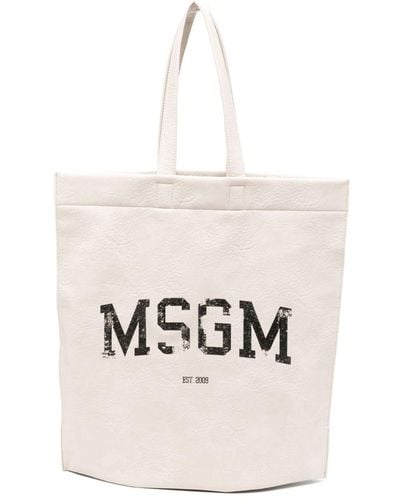 MSGM Handtasche mit Logo-Print - Weiß