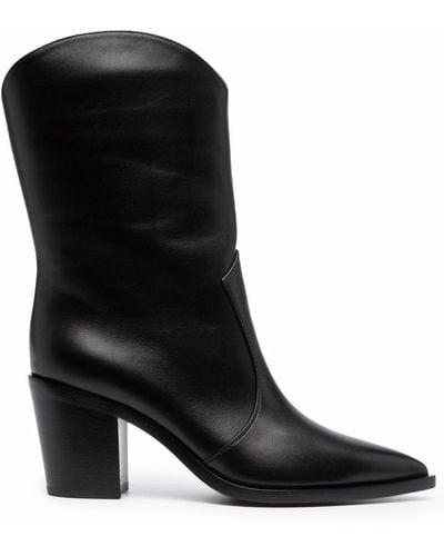 Gianvito Rossi Pointed Leather Boots - Black