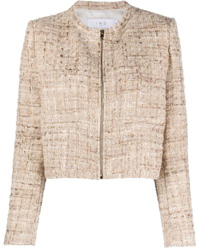 IRO Togo Cropped Tweed Jacket - Natural