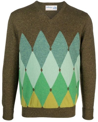 Ballantyne Argyle-intarsia Knit Sweater - Green