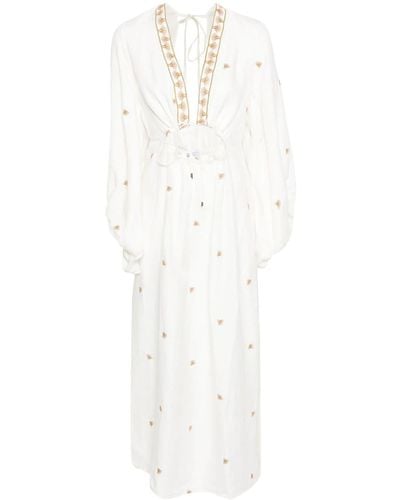 Lug Von Siga Louise Floral-embroidered Maxi Dress - White