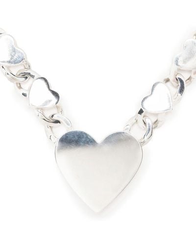 Natasha Zinko Silver Heart-charm Chain Necklace - White