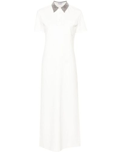 Brunello Cucinelli Monili-embellished Polo Dress - White