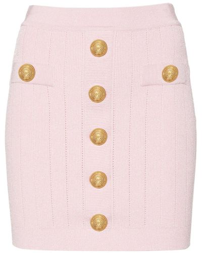 Balmain High-waist Miniskirt - Pink