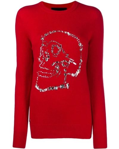 Philipp Plein Crystal-skull Sweater - Red